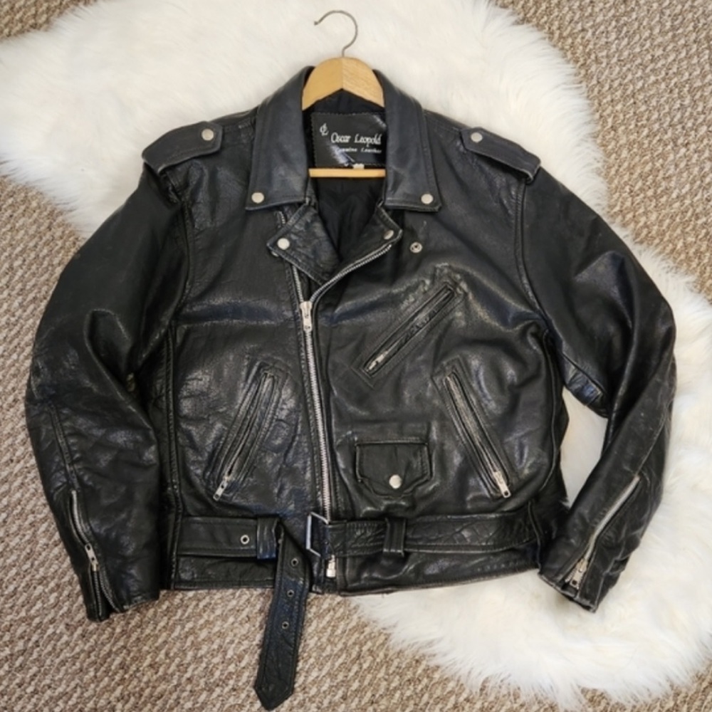 Vintage 1990s leather motorcycle jacket